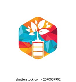 Eco nature and battery logo template design illustration design. Green energy logo template.	