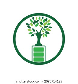 Eco nature and battery logo template design illustration design. Green energy logo template.	