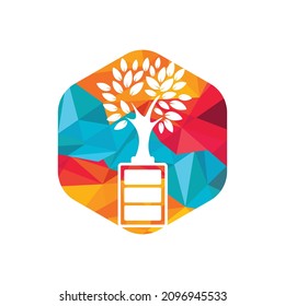Eco nature and battery logo template design illustration design. Green energy logo template.	