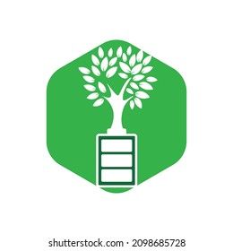 Eco nature and battery logo template design illustration design. Green energy logo template.	