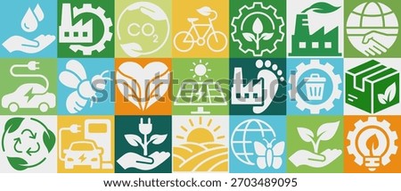Eco nature concept icon poster presents sustainable ideas, supports ecological projects exploring green practices.