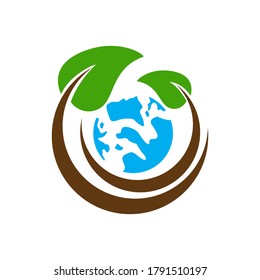 Eco and nature concept vector. Nature image with earth, water and leaves. You can use it for logos, signs, icons, illustrations, t shirts, branding, merchandise, posters, prints or other media purpose