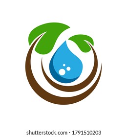 Eco and nature concept vector. Nature image with earth, water and leaves. You can use it for logos, signs, icons, illustrations, t shirts, branding, merchandise, posters, prints or other media purpose
