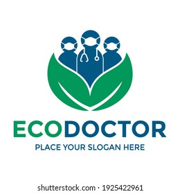 Eco or nature doctor vector logo template. This design use leaf symbol. Suitable for medical.