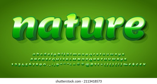 Naturaleza ecológica Vector de efecto de texto editable verde