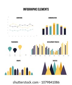 Eco Nature Green Infographic Elements Vector Graphic Chart Collection. Pie Chart, Circular Bar, Linear Diargam Targeting, Development Report. Annual Concept, Communication, Data Targeting Inforgaphic