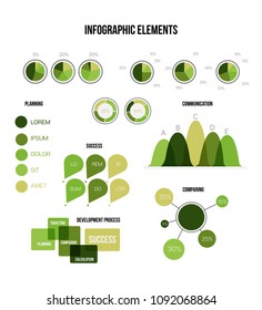 Eco Nature Green Infographic Elements Vector Graphic Chart Collection. Circular Bar, Pie Chart, Diagram Business Template, Education, Report. Annual Rate, Info Chart, Data Develoment Inforgaphic