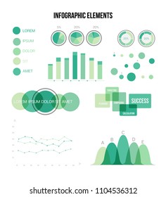 Eco Nature Green Infographic Elements Vector Graphic Chart Collection. Diagram, Pie Chart, Statistic Bar, Arrow, Business Plan Info Design. Annual Rate, Info Chart, Data Develoment Inforgaphic