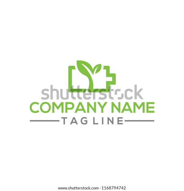Eco Nature leaf and battery vector logo\
template for environment and energy\
industrial