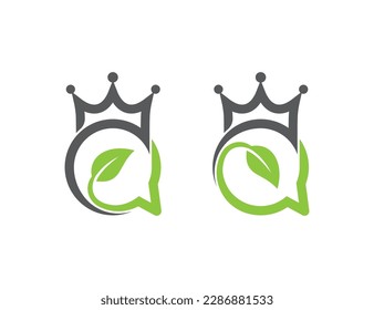 Eco Nature Leaf with Chat Box Message Logo Concept sign icon symbol Element Design. Organic, Herbal, Natural Products, Health Care, Ecology, Spa Logotype. Vector illustration template