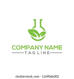 Eco Nature leaf and flask Labs vector logo template for environment and laboratory industrial