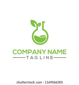 Eco Nature leaf and flask Labs vector logo template for environment and laboratory industrial