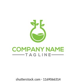Eco Nature leaf and flask Labs vector logo template for environment and laboratory industrial