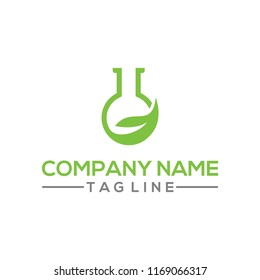 Eco Nature leaf and flask Labs vector logo template for environment and laboratory industrial