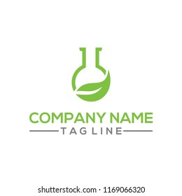 Eco Nature leaf and flask Labs vector logo template for environment and laboratory industrial