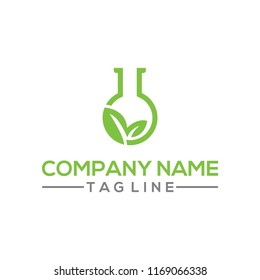 Eco Nature leaf and flask Labs vector logo template for environment and laboratory industrial