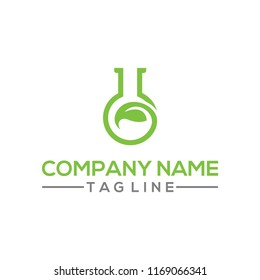 Eco Nature leaf and flask Labs vector logo template for environment and laboratory industrial