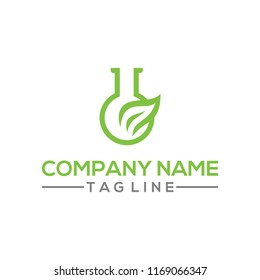 Eco Nature leaf and flask Labs vector logo template for environment and laboratory industrial