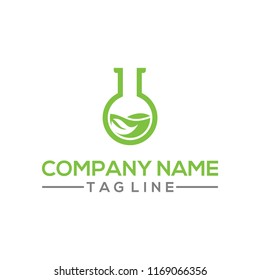 Eco Nature leaf and flask Labs vector logo template for environment and laboratory industrial