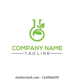 Eco Nature leaf and flask Labs vector logo template for environment and laboratory industrial