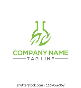 Eco Nature leaf and flask Labs vector logo template for environment and laboratory industrial