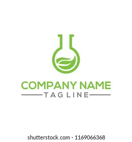 Eco Nature leaf and flask Labs vector logo template for environment and laboratory industrial