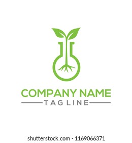 Eco Nature leaf and flask Labs vector logo template for environment and laboratory industrial