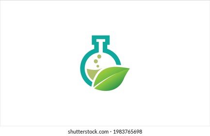 Eco Nature leaf and flask Labs vector logo design template for environment and laboratory industrial
