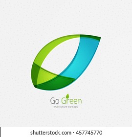 Eco nature leaf, go green environmental concept. Minimal abstract geometric design, created with circles and round shapes. Green and blue colors