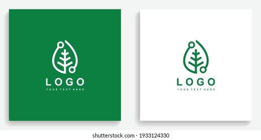 Eco, Logo De La Tecnología De La Hoja De La Naturaleza. Diseño vectorial de la plantilla de símbolo de logotipo moderno