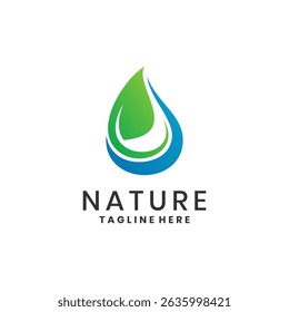 Eco nature logo met blad en waterdruppel symbool