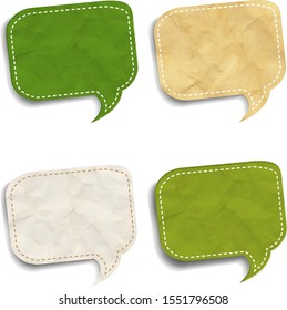 Eco Nature Paper Speech Bubbles Set With Gradient Mesh, Vector Illustration