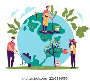 El concepto de ahorro ambiental de la agricultura de la naturaleza ecológica. Ilustración del diseño gráfico del vector 