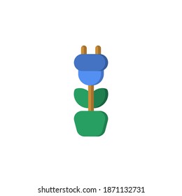 Eco Nature Power Electric Flat Icon, Logo, and illustration Vector
