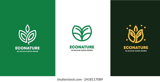 Eco nature - vector set logo template concept illustration.