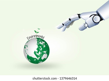 Eco no plastic environmental with robotic technology to preserve the world ecology natural