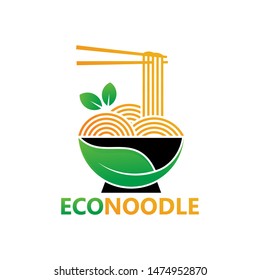 Eco Noodle Logo Template Design Vector, Emblem, Design Concept, Creative Symbol, Icon