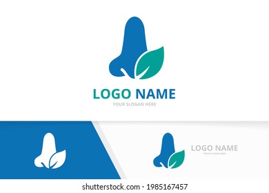 Eco nose logo combination. ENT clinic, otolaryngology logotype design template.