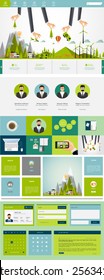 Eco One page flat website design, huge collection of website elements.