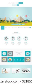 Eco One page flat website design, huge collection of website elements.