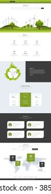 Eco One Page Website Template Vector Eps10, Modern Web Design with flat UI elements and eco landscape illustration. Ideal for Business layout. 