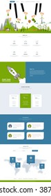 Eco One Page Website Template Vector Eps10, Modern Web Design with flat UI elements and abstract eco header illustration. Ideal for Business layout. 