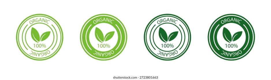 Eco Organic and Bio Label Set, Green Natural Food Icons and Emblems for Healthy Products, Vector Illustration on Transparent Background