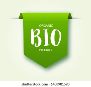 Eco organic product label or tag. Vector Vegan green sticker or badge. Vegan food sign.