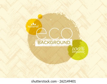 Eco Organic Vector Banner On Natural Palm Leaf Mat Texture Background 