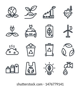 ECO Outline Icon Set,Energy Recycling Icon,Vector.