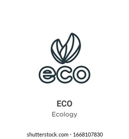 Eco outline vector icon. Thin line black eco icon, flat vector simple element illustration from editable ecology concept isolated stroke on white background