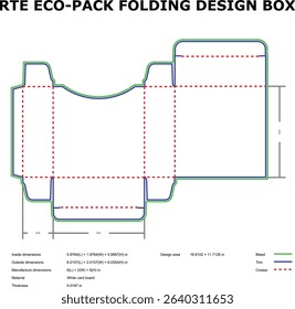 Eco pack folding box design template die cut dimensions