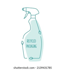 Eco pack - recycle cleaning bottle icon concept of waste sorting. Editable stroke. Vector stock illustration isolated on white background for packaging logo print. EPS10 