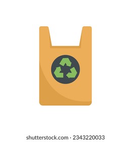 Eco package icon flat vector. Reusable fabric bag. Market package isolated